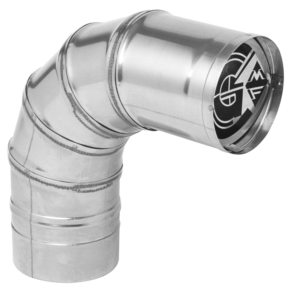 METAL-FAB® Corr/Guard® 4CGVSW90L Single Wall Elbow, 4 in, 90 deg, Stainless Steel